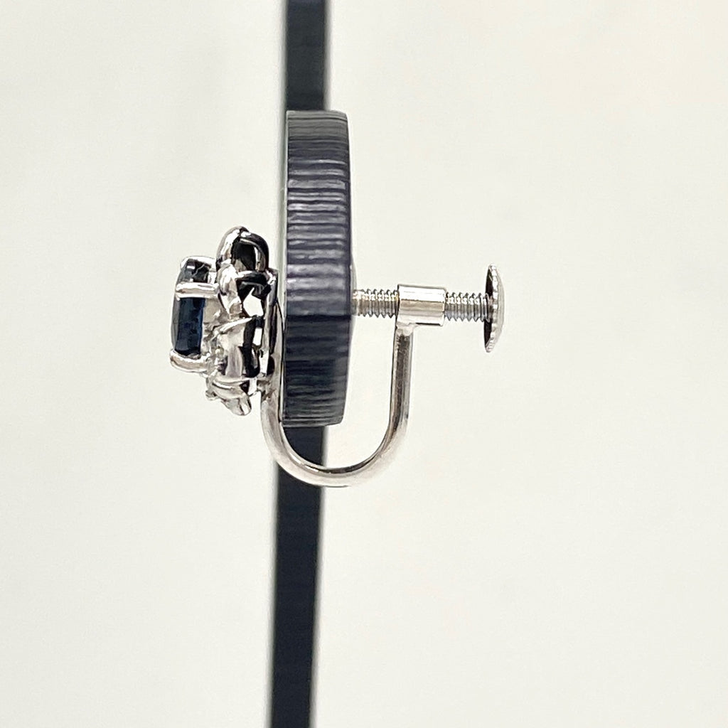 サファイア デザインイヤリング プラチナ メレダイヤ イヤリング Pt850 サファイア ダイヤモンド レディース 【中古】nbjwl