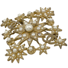 シャネル ココマーク フェイクパール ブローチ CC スクエア ラインストーン ブローチ GP ゴールド レディース 【中古】bracc