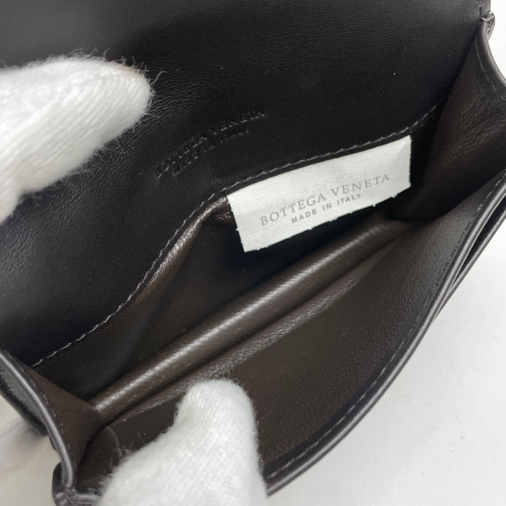 ボッテガヴェネタ イントレチャート カードケース 名刺入れ カードケース レザー ダークブラウン レディース 【中古】brbag