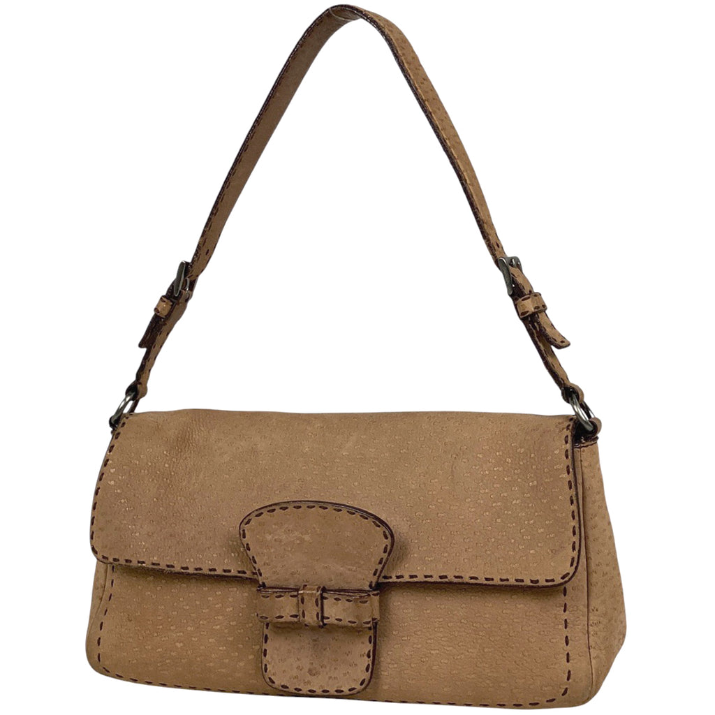 プラダ ロゴプレート ハンドバッグ ワンショルダー ステッチ ハンドバッグ レザー ライトブラウン レディース 【中古】brbag