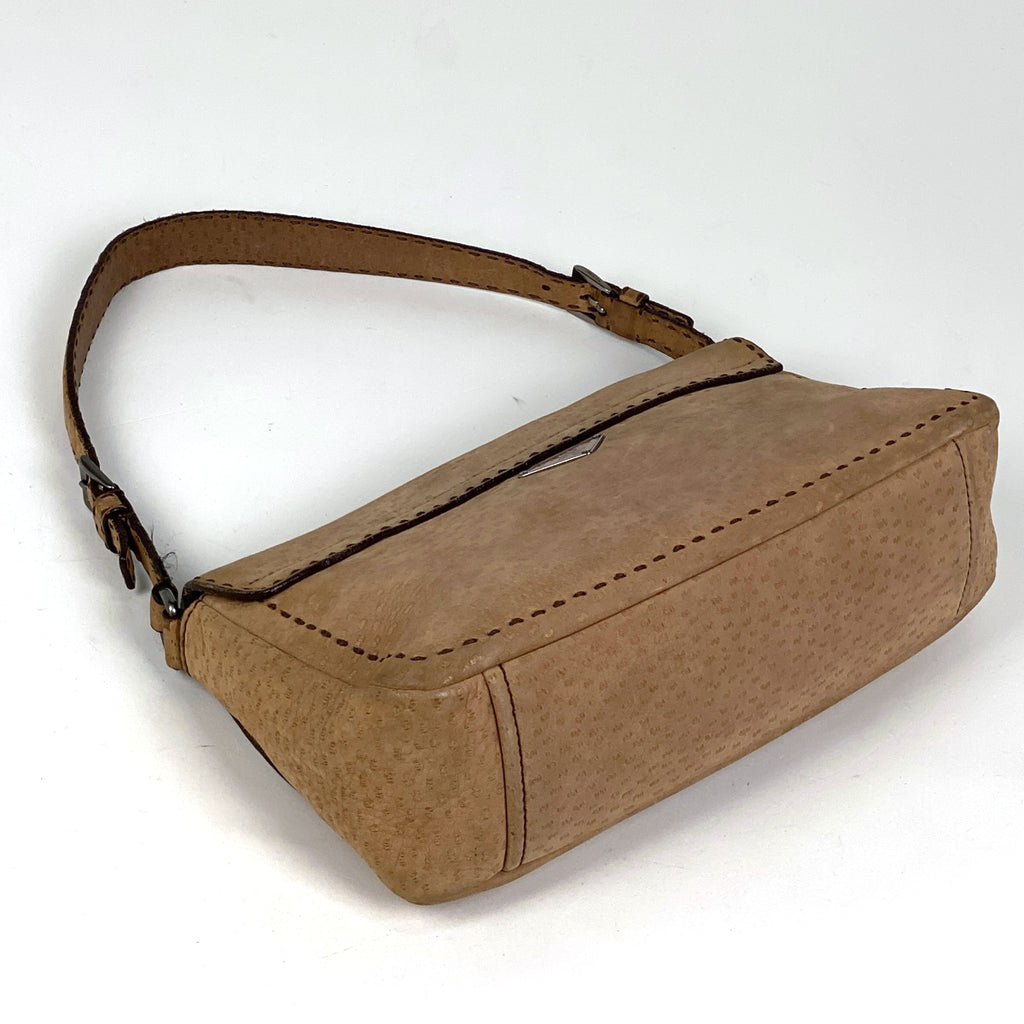 プラダ ロゴプレート ハンドバッグ ワンショルダー ステッチ ハンドバッグ レザー ライトブラウン レディース 【中古】brbag