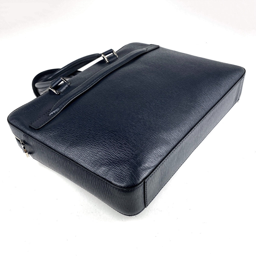 サルヴァトーレフェラガモ ロゴ ビジネスバッグ トートバッグ ビジネスバッグ レザー ネイビー 0458 メンズ 【中古】brbag