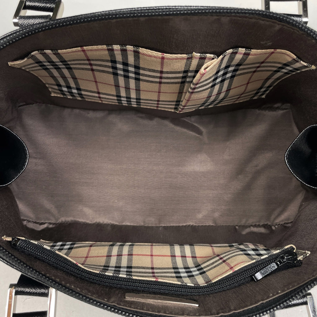 バーバリー ロゴ ハンドバッグ 2WAY ショルダーバッグ ハンドバッグ レザー ブラック レディース 【中古】brbag