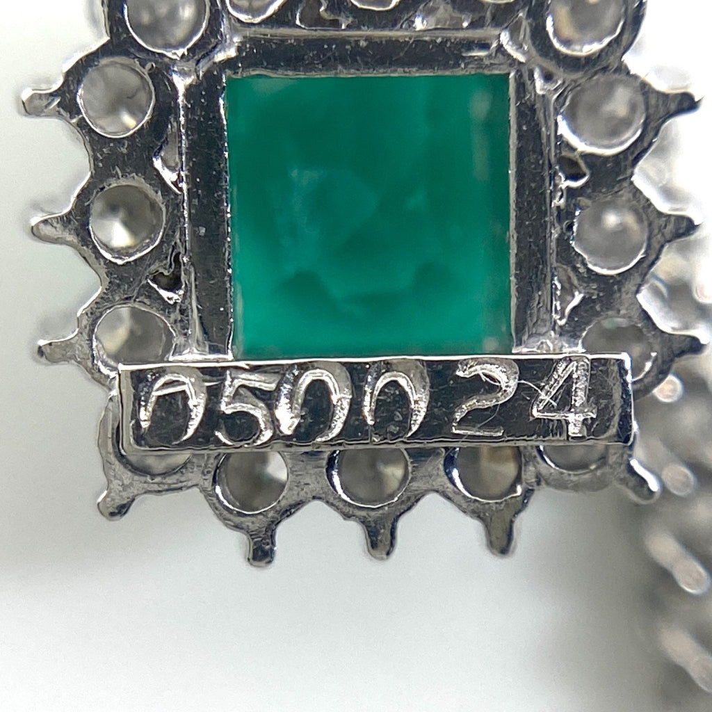 エメラルド デザインネックレス プラチナ ペンダント メレダイヤ ダイヤモンド ネックレス Pt900 Pt850 エメラルド レディース 【中古】nbjwl