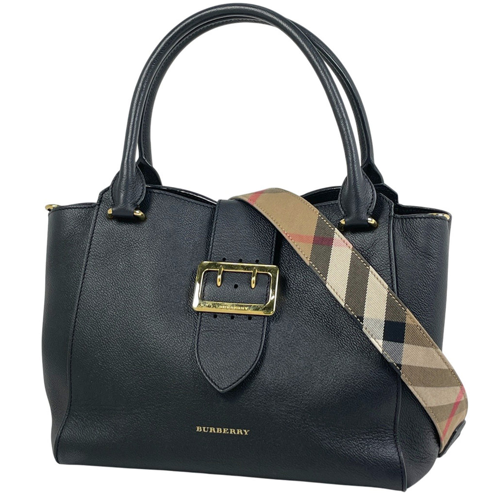 バーバリー ロゴ トートバッグ 2WAY ショルダーバッグ ハンドバッグ トートバッグ レザー ブラック レディース 【中古】brbag