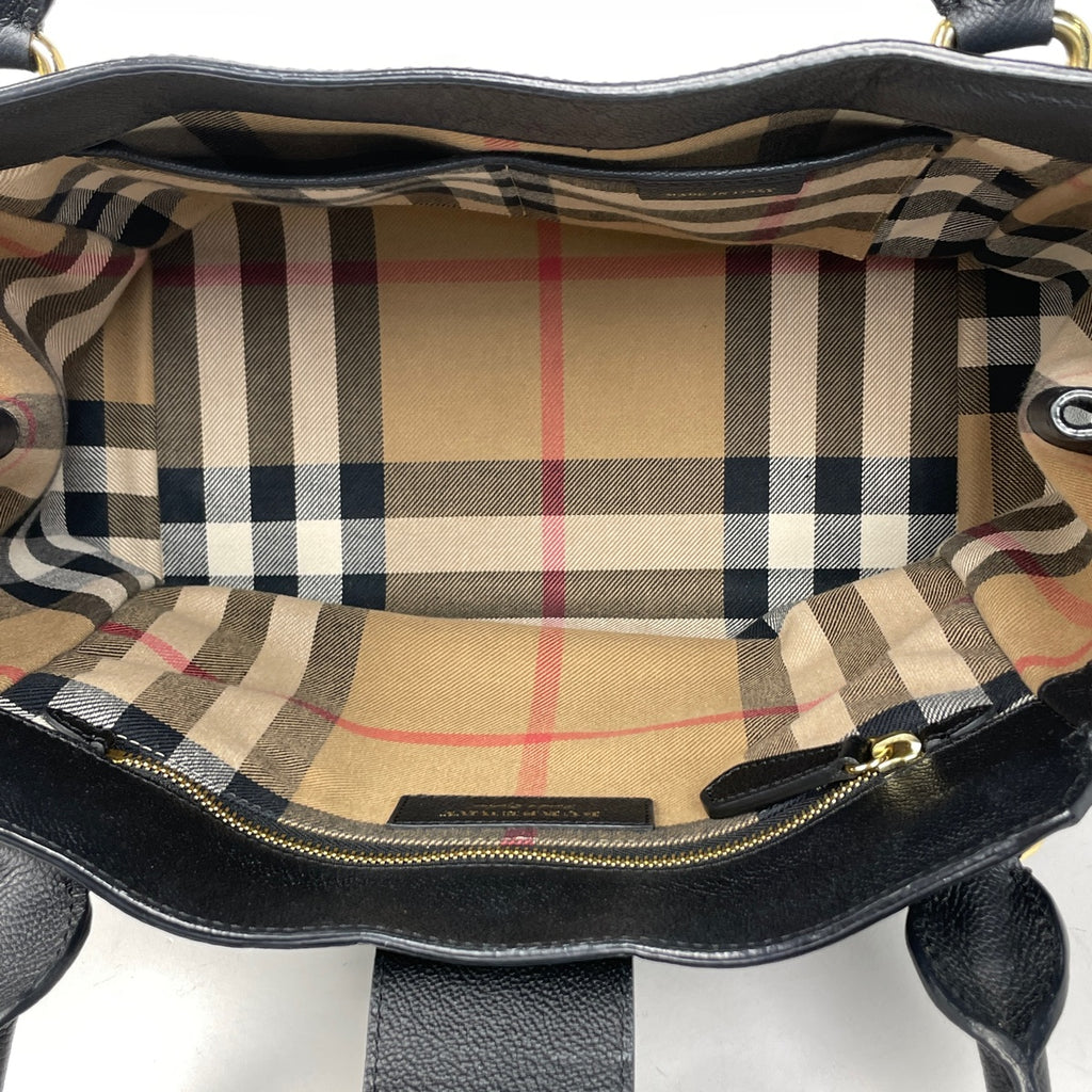 バーバリー ロゴ トートバッグ 2WAY ショルダーバッグ ハンドバッグ トートバッグ レザー ブラック レディース 【中古】brbag