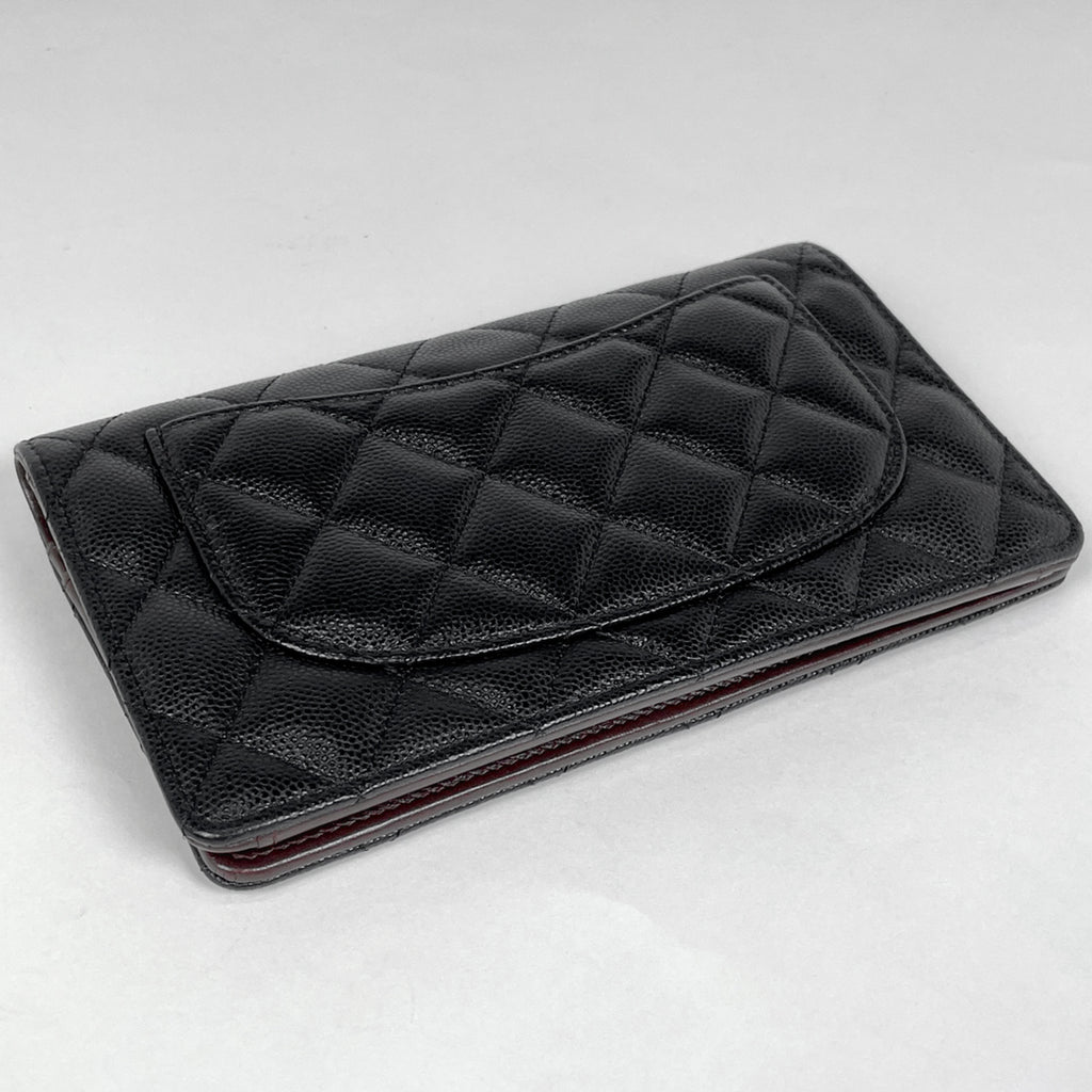 シャネル ココマーク 長財布 マトラッセ 二つ折り 長財布 キャビアスキン ブラック レディース 【中古】brbag