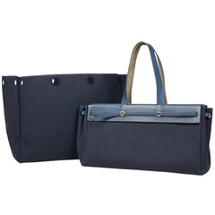エルメス エールバッグ カバス MM ハンドバッグ ショルダーバッグ トートバッグ トワルオフィシエ ネイビー □F レディース 【中古】brbag