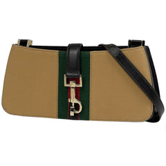 グッチ シェリーライン ショルダーバッグ ロゴ ウェブ ショルダーバッグ キャンバス ブラウン レディース 【中古】brbag