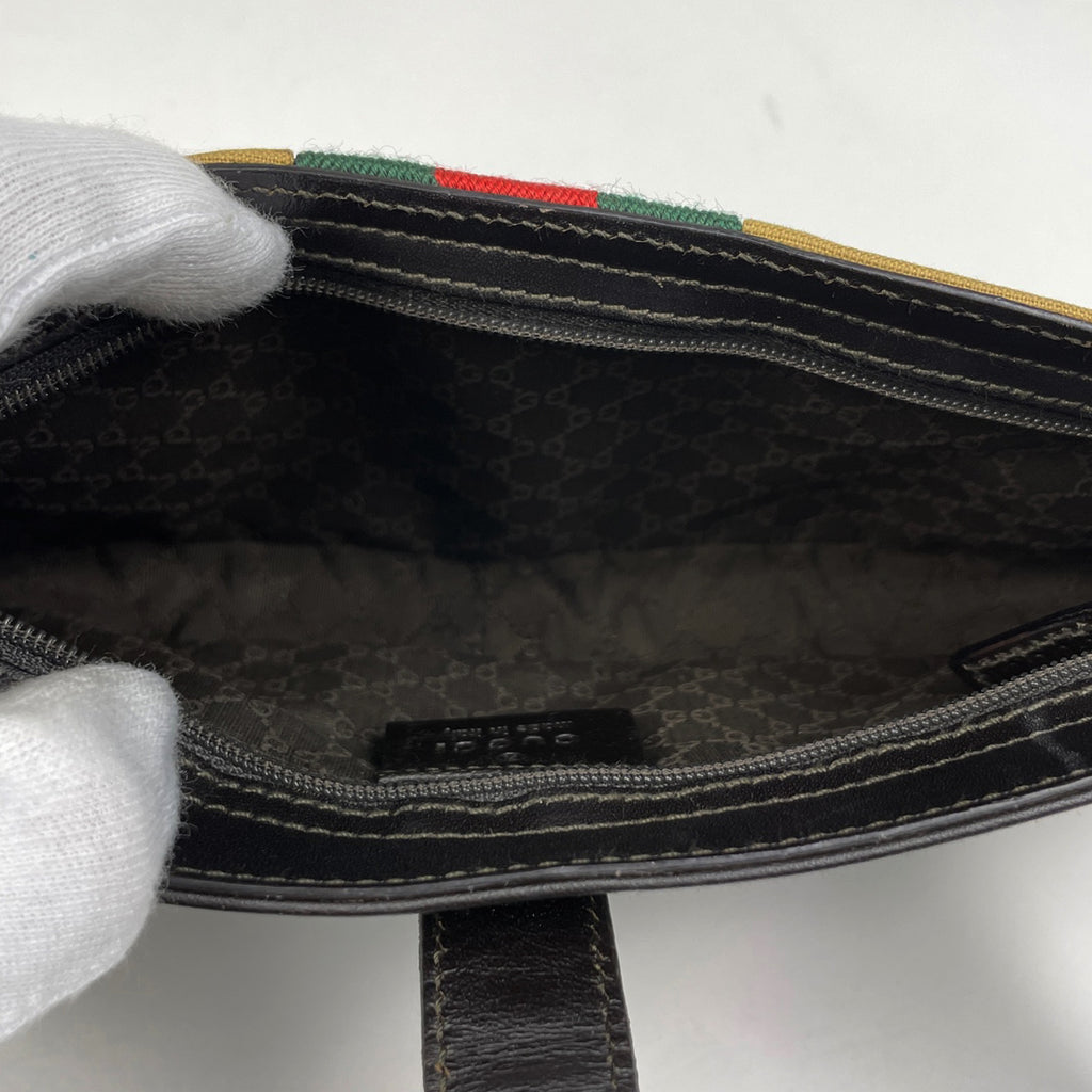 グッチ シェリーライン ショルダーバッグ ロゴ ウェブ ショルダーバッグ キャンバス ブラウン レディース 【中古】brbag