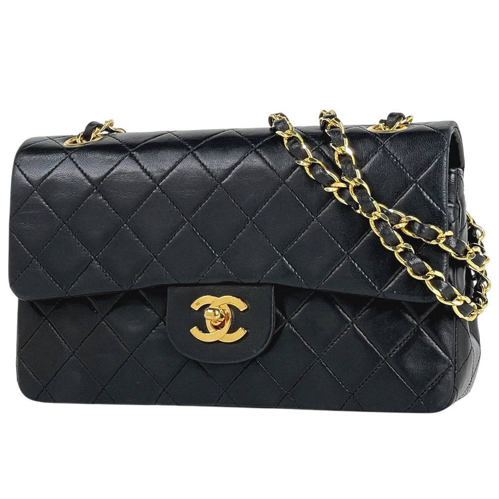 シャネル マトラッセ Wフラップ チェーン ショルダーバッグ ココマーク ショルダーバッグ レザー ブラック A01113 レディース 【中古】brbag