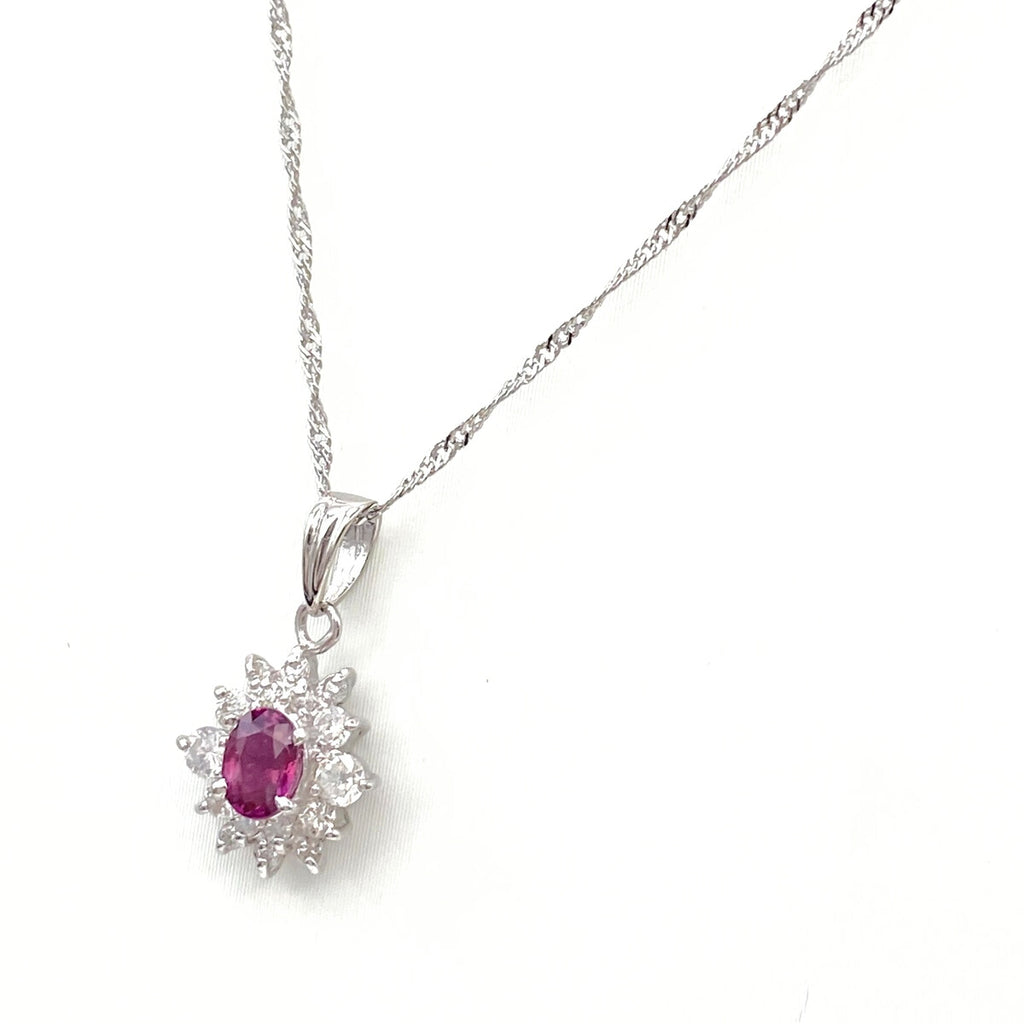 ルビー デザインネックレス プラチナ ペンダント メレダイヤ ダイヤモンド ネックレス Pt900 Pt850 ルビー レディース 【中古】nbjwl