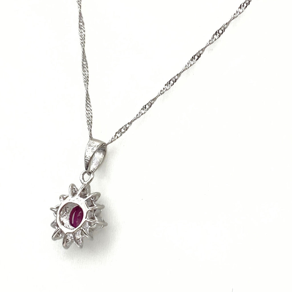 ルビー デザインネックレス プラチナ ペンダント メレダイヤ ダイヤモンド ネックレス Pt900 Pt850 ルビー レディース 【中古】nbjwl