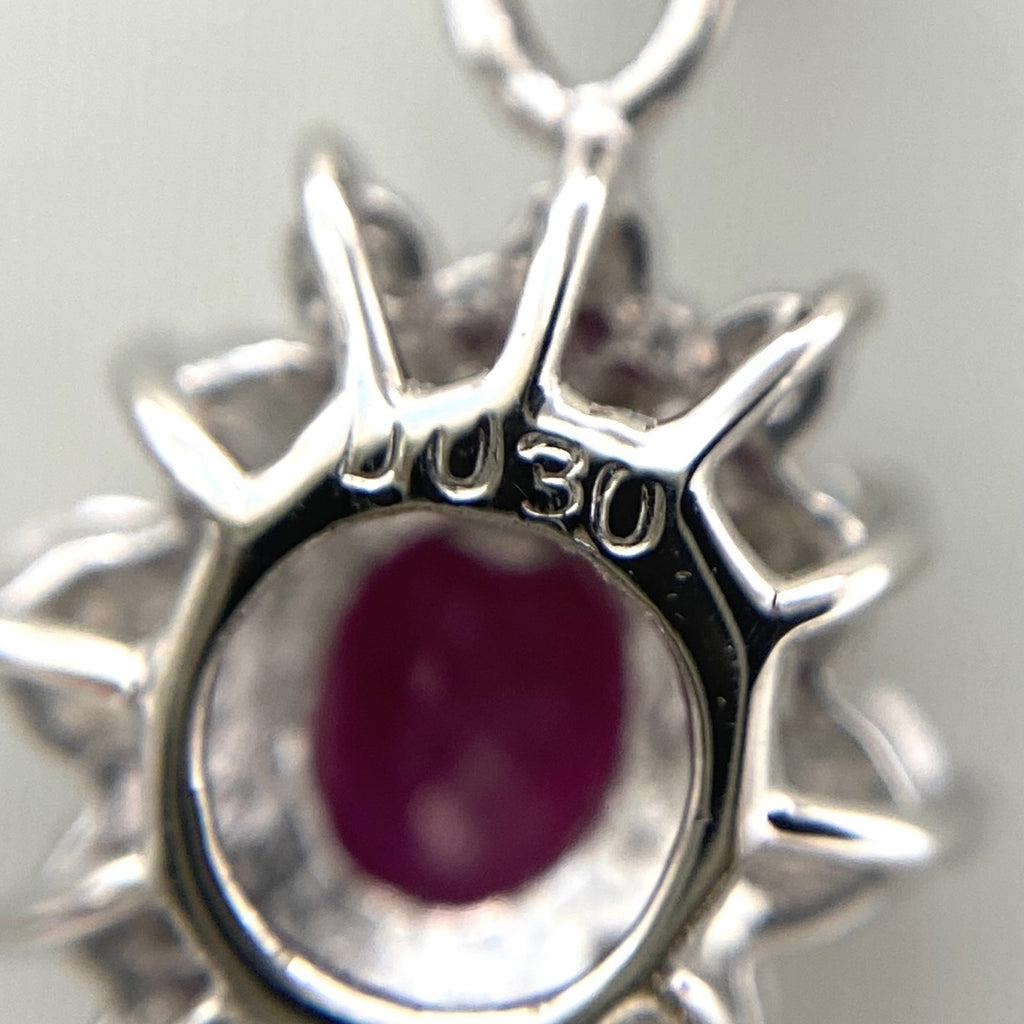 ルビー デザインネックレス プラチナ ペンダント メレダイヤ ダイヤモンド ネックレス Pt900 Pt850 ルビー レディース 【中古】nbjwl