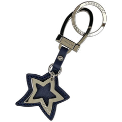 ロンシャン スターモチーフ キーホルダー バッグチャーム 星 ロゴ キーホルダー シルバーメッキ レザー ネイビー シルバー レディース 【中古】brbag