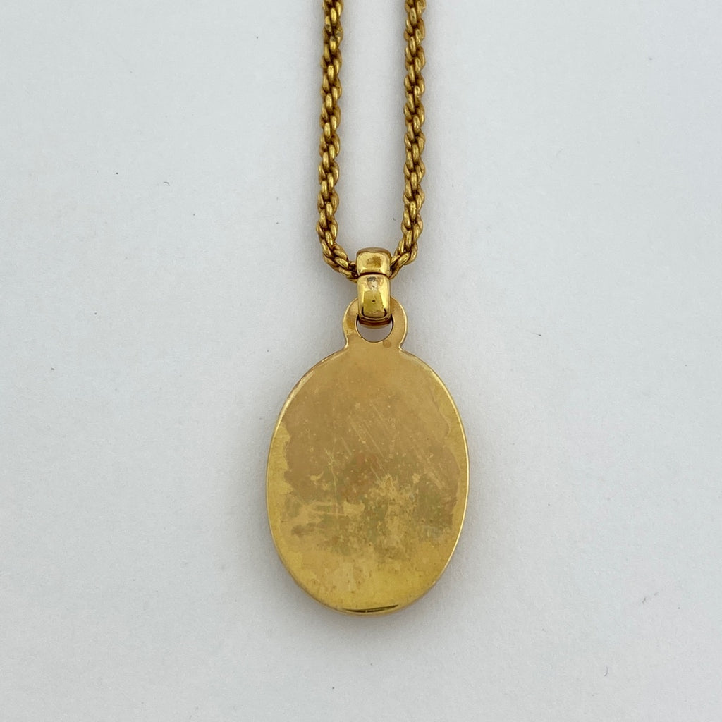 クリスチャンディオール ロゴ ネックレス オーバル ネックレス GP ゴールド ホワイト レディース 【中古】bracc