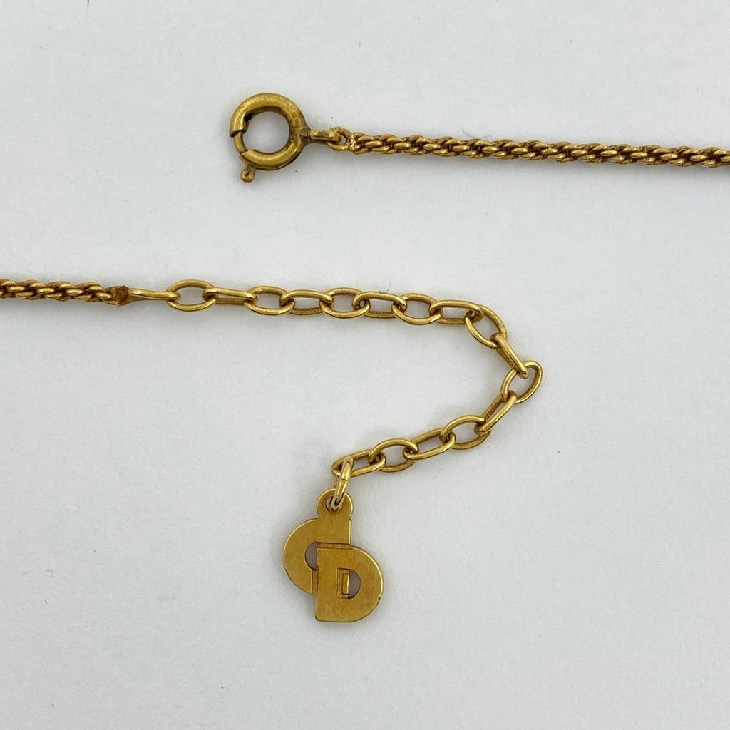 クリスチャンディオール ロゴ ネックレス オーバル ネックレス GP ゴールド ホワイト レディース 【中古】bracc