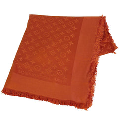 ルイ・ヴィトン ショール モノグラム ストール 大判 ショール ショール シルク ウール オレンジ レディース 【中古】brbag