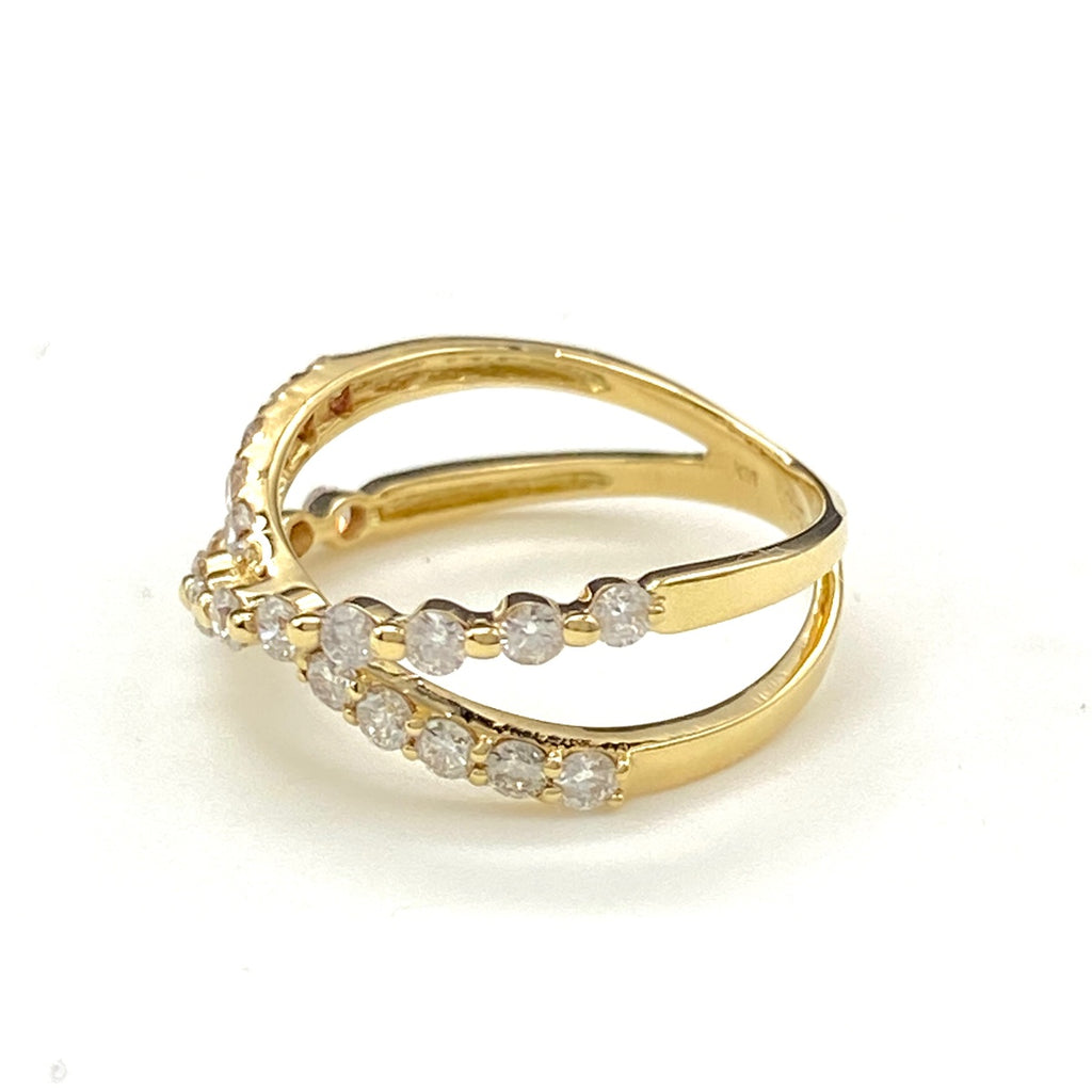 メレダイヤ デザインリング YG イエローゴールド 指輪 リング 7.5号 K18 ダイヤモンド レディース 【中古】nbjwl