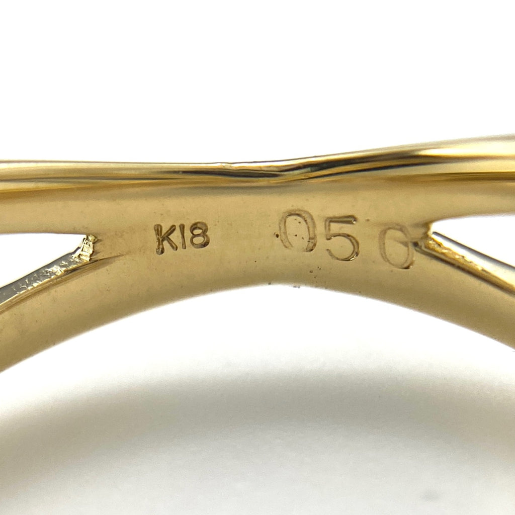 メレダイヤ デザインリング YG イエローゴールド 指輪 リング 7.5号 K18 ダイヤモンド レディース 【中古】nbjwl