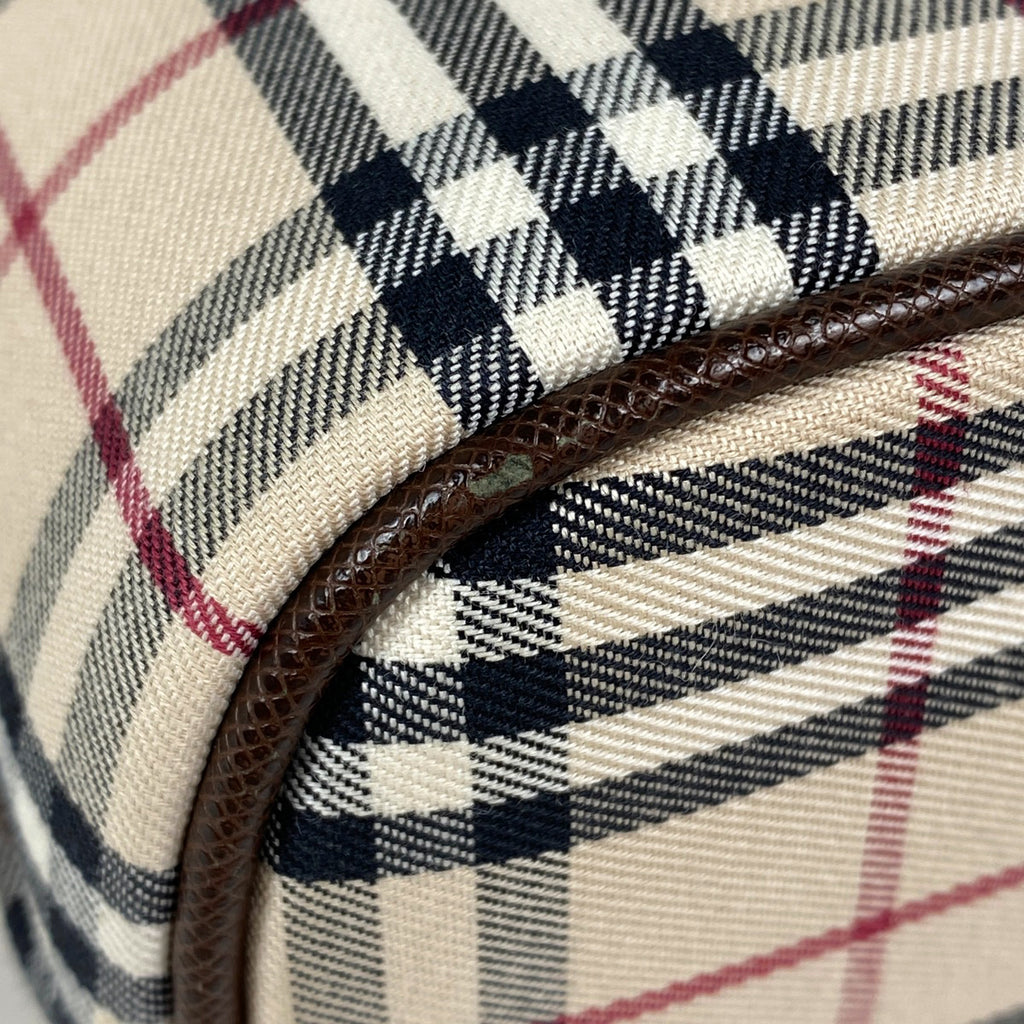 バーバリー チェック柄 ハンドバッグ トートバッグ ロゴ ハンドバッグ キャンバス ベージュ ブラウン レディース 【中古】brbag