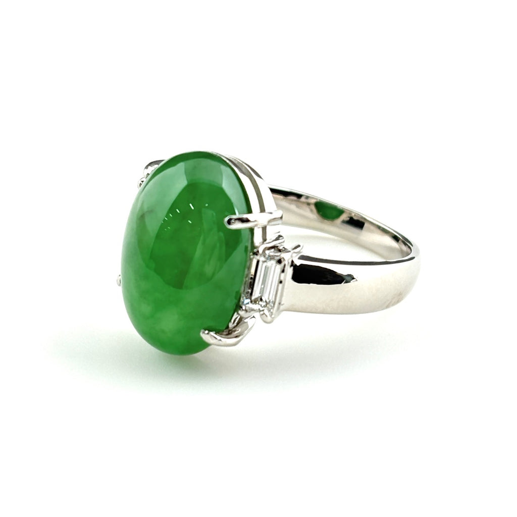 翡翠 デザインリング プラチナ 指輪 メレダイヤ リング 14号 Pt900 ヒスイ ダイヤモンド レディース ノンブランドジュエリー 【中古】nbjwl