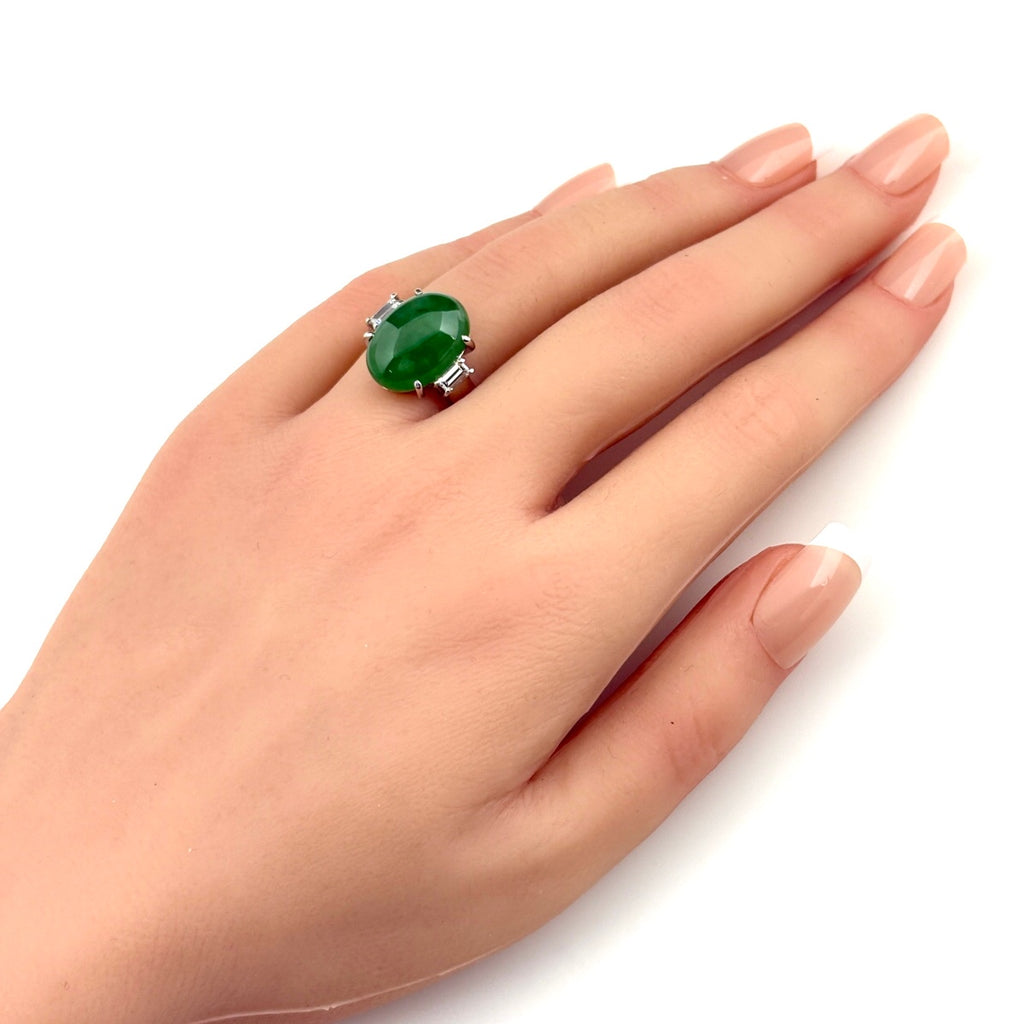 翡翠 デザインリング プラチナ 指輪 メレダイヤ リング 14号 Pt900 ヒスイ ダイヤモンド レディース ノンブランドジュエリー 【中古】nbjwl