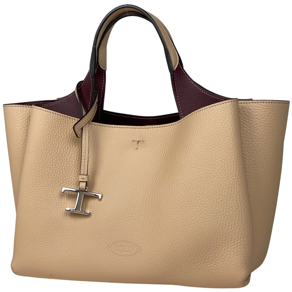 トッズ レザーバッグ ミニ Tタイムレス Tステッチ ハンドバッグ レザー ベージュ レディース 【中古】brbag