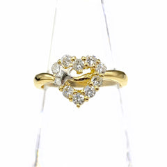 星の砂 メレダイヤ デザインリング プラチナ YG イエローゴールド 指輪 リング 10号 Pt900 K18 ダイヤモンド レディース 【中古】brjwl