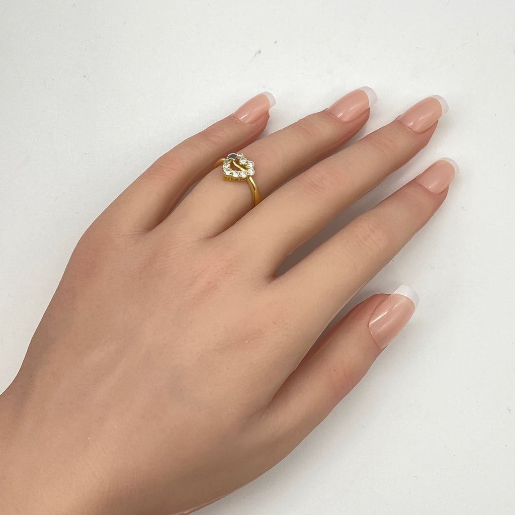 星の砂 メレダイヤ デザインリング プラチナ YG イエローゴールド 指輪 リング 10号 Pt900 K18 ダイヤモンド レディース 【中古】brjwl