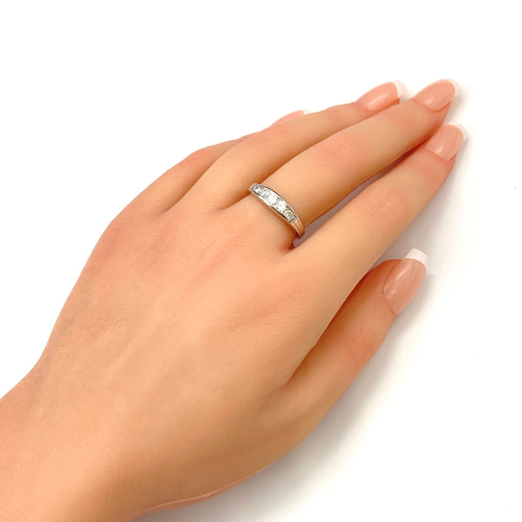 メレダイヤ デザインリング プラチナ 指輪 リング 15号 Pt850 ダイヤモンド レディース 【中古】nbjwl