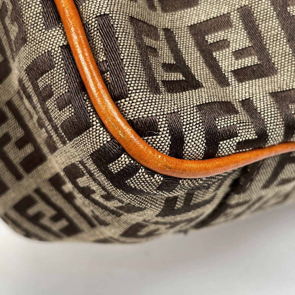 フェンディ ズッキーノ柄 ハンドバッグ トートバッグ ハンドバッグ キャンバス ブラウン 8BN161 レディース 【中古】brbag