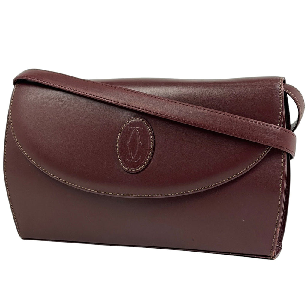 カルティエ マストライン ショルダーバッグ 2WAY クラッチバッグ ショルダーバッグ レザー ボルドー レディース 【中古】brbag