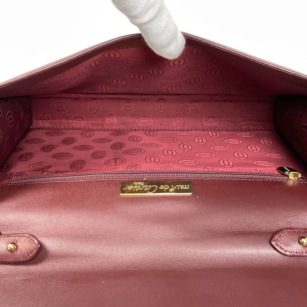 カルティエ マストライン ショルダーバッグ 2WAY クラッチバッグ ショルダーバッグ レザー ボルドー レディース 【中古】brbag