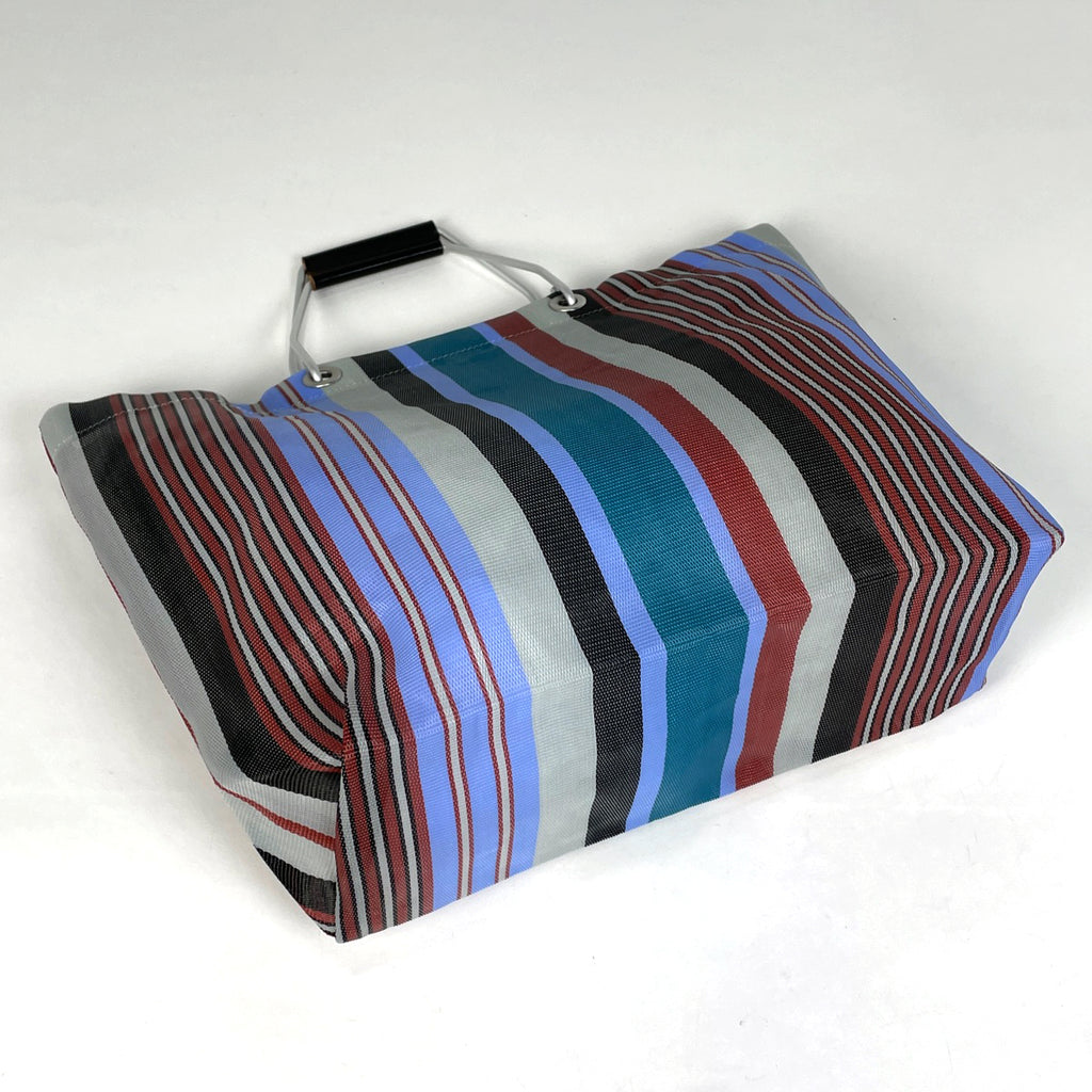 マルニ フラワーカフェ トートバッグ ストライプ トートバッグ ナイロン ブルー マルチカラー SHMHR08A01 レディース 【中古】brbag