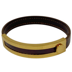 エルメス プスプス 腕輪 ブレスレット GP レザー ゴールド パープル レディース 【中古】bracc