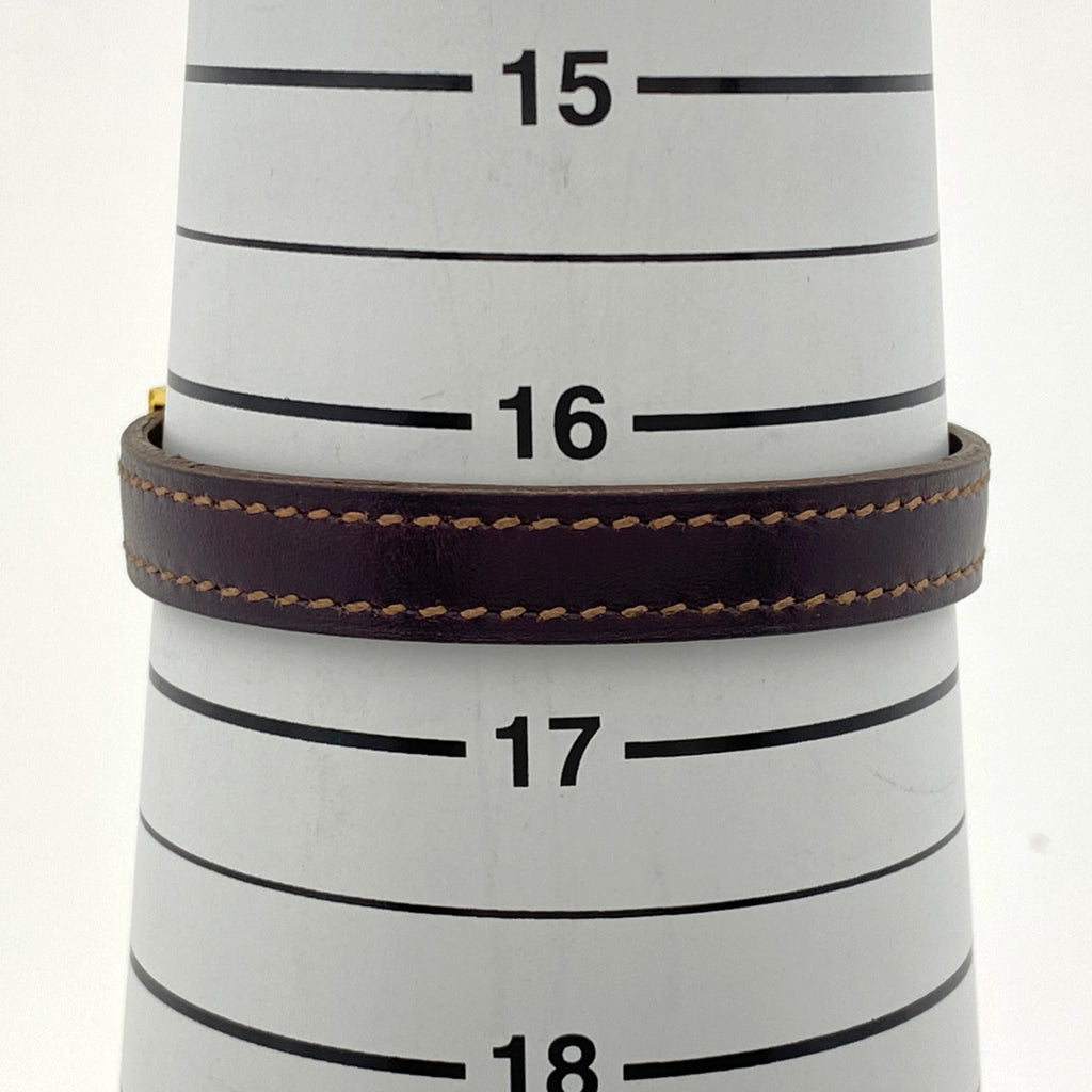 エルメス プスプス 腕輪 ブレスレット GP レザー ゴールド パープル レディース 【中古】bracc