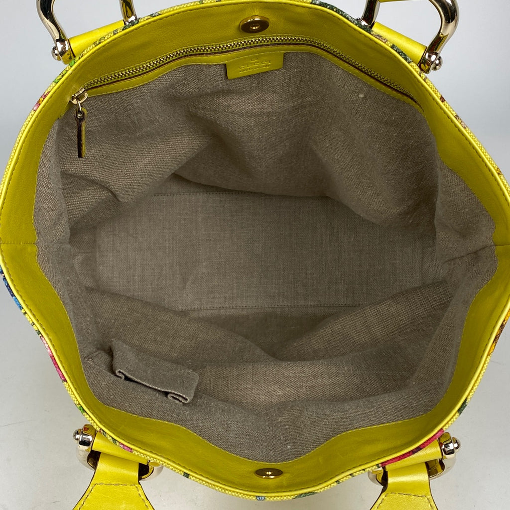 グッチ フローラ トートバッグ 花柄 トートバッグ キャンバス イエロー マルチカラー 154372 レディース 【中古】brbag