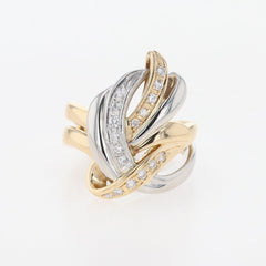 メレダイヤ デザインリング YG イエローゴールド プラチナ 指輪 リング 11.5号 K18 Pt900 ダイヤモンド レディース 【中古】nbjwl