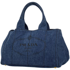 プラダ カナパトート ハンドバッグ トートバッグ デニム ブルー B1877B レディース 【中古】brbag