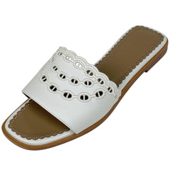 エルメス ガエル サンダル シェーヌダンクル 靴 サンダル レザー ホワイト レディース 【中古】brapp