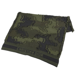 クリスチャンディオール カモフラ柄 ショール 迷彩 大判 ストール ウール カシミヤ ナイロン グリーン レディース 【中古】brbag