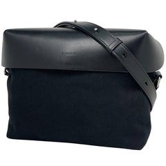 ジルサンダー ロゴ ショルダーバッグ LIT クロスボディ ショルダーバッグ キャンバス ブラック メンズ 【中古】brbag