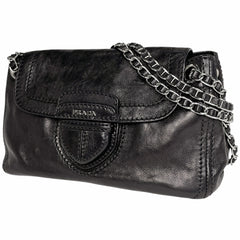 プラダ ロゴ チェーン ショルダーバッグ ショルダーバッグ レザー ブラック B4658C レディース 【中古】brbag