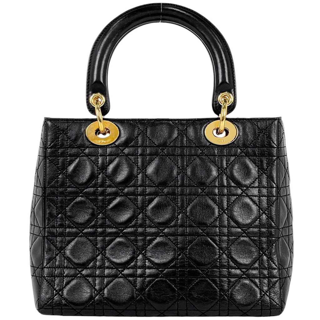 クリスチャンディオール レディディオール 2WAY ショルダーバッグ カナージュ ハンドバッグ レザー ブラック レディース 【中古】brbag