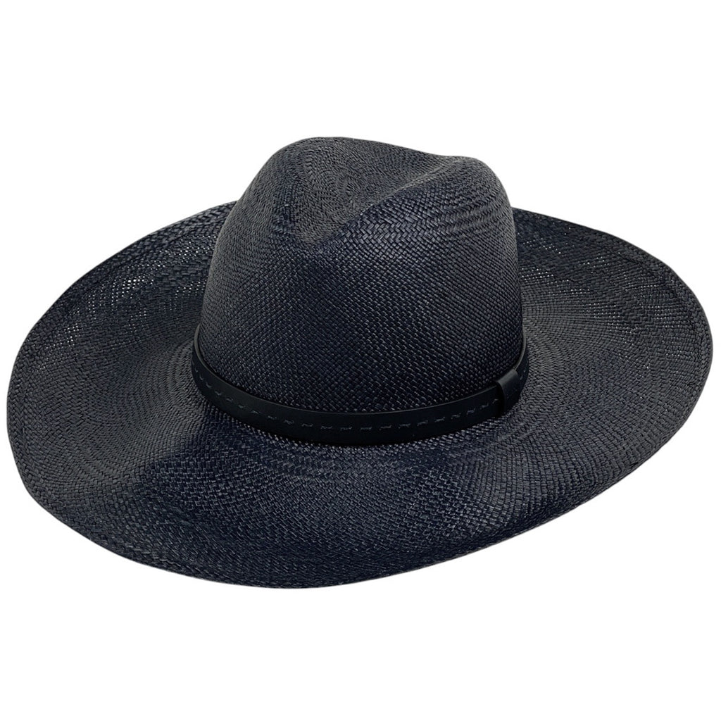 グッチ ロゴ ハット 中折れ 麦わら帽子 その他帽子 ストロー レザー ネイビー レディース 【中古】brapp