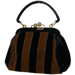 フェンディ ペカン柄 ハンドバッグ 手提げ ハンドバッグ ベルベット ブラック ブラウン レディース 【中古】brbag