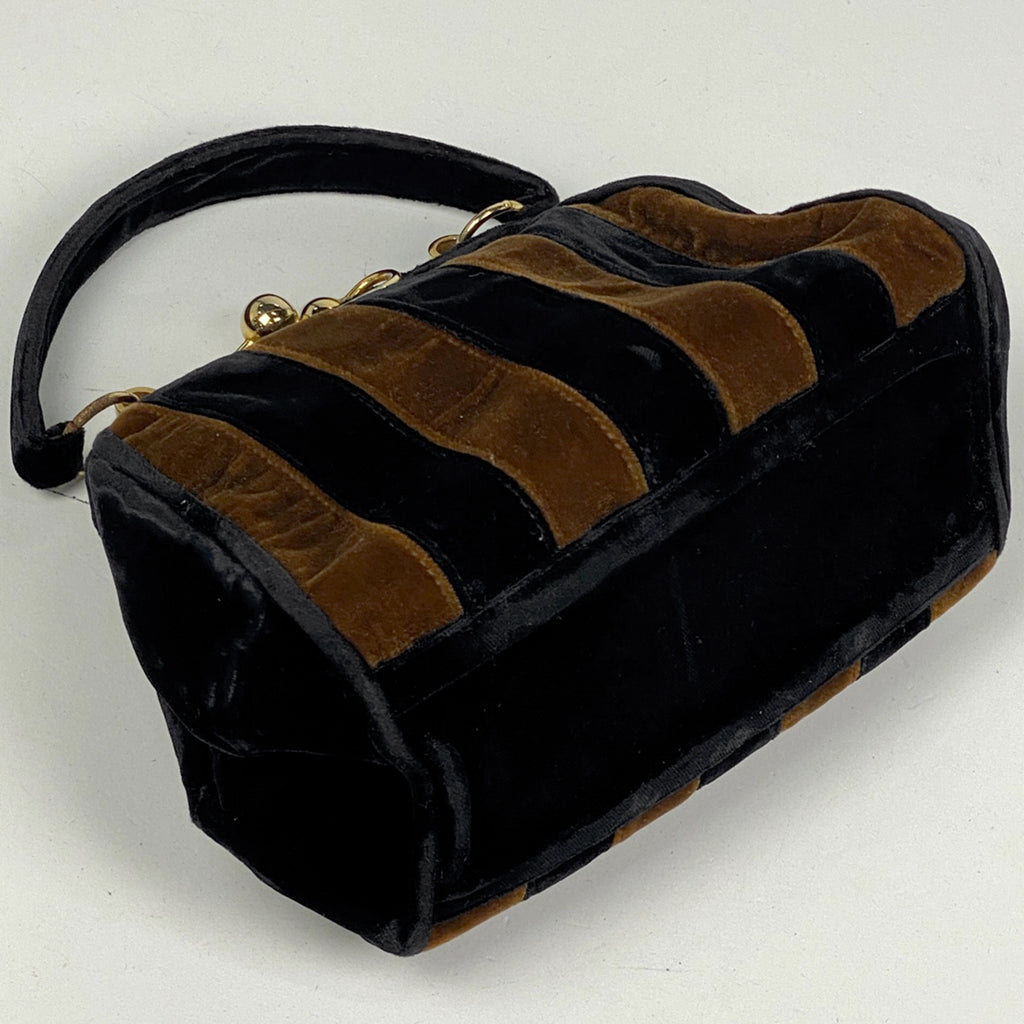 フェンディ ペカン柄 ハンドバッグ 手提げ ハンドバッグ ベルベット ブラック ブラウン レディース 【中古】brbag