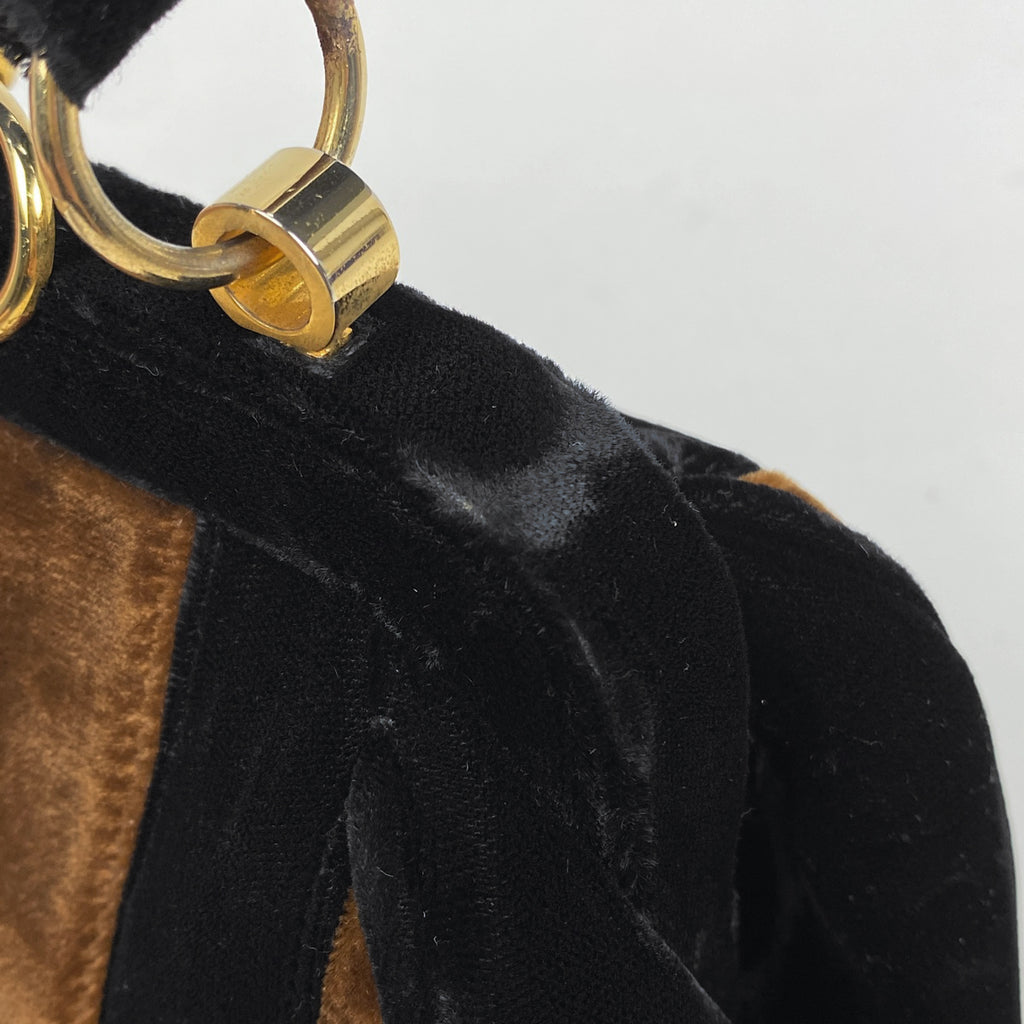 フェンディ ペカン柄 ハンドバッグ 手提げ ハンドバッグ ベルベット ブラック ブラウン レディース 【中古】brbag