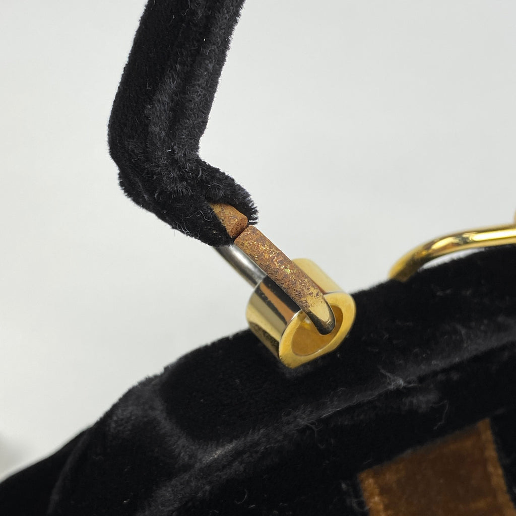 フェンディ ペカン柄 ハンドバッグ 手提げ ハンドバッグ ベルベット ブラック ブラウン レディース 【中古】brbag